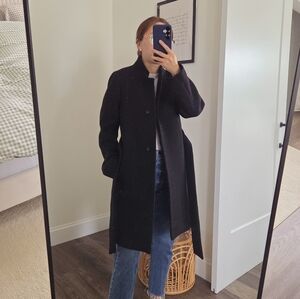 H&M Black Wool Blend Pea Coat